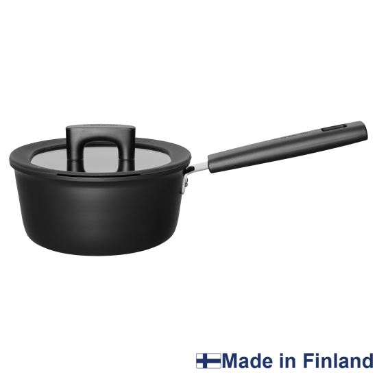 Cratita cu capac, din aluminiu, antiaderenta, Fiskars Hard Face, Ø 18 cm, 1.8 l 