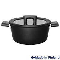 Oala cu capac, din aluminiu, antiaderenta, Fiskars Hard Face, Ø 22 cm, 3.5 l