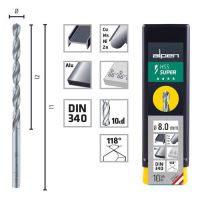 Burghiu pentru metal, ALPEN HSS LUNG, DIN340 RN, 6.5X148/97
