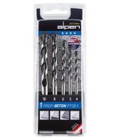 Set burghie pentru BETON, ALPEN PROFI PTSB5, DIN ISO 5468, 5 buc, 4/5/6/8/10 