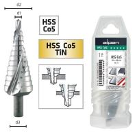 Burghiu conic in trepte pentru tabla, ALPEN HSS Co5,  4-20 mm