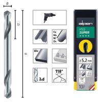 Burghiu pentru nituri, ALPEN HSS 2 CAPETE, WN, 3.1X49/11